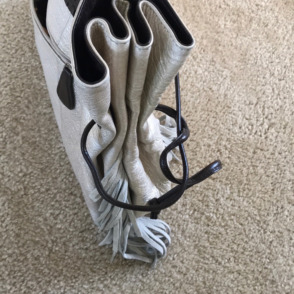 Chi by Falchi fringe metallic leather bag EUC - Picture 5 of 8